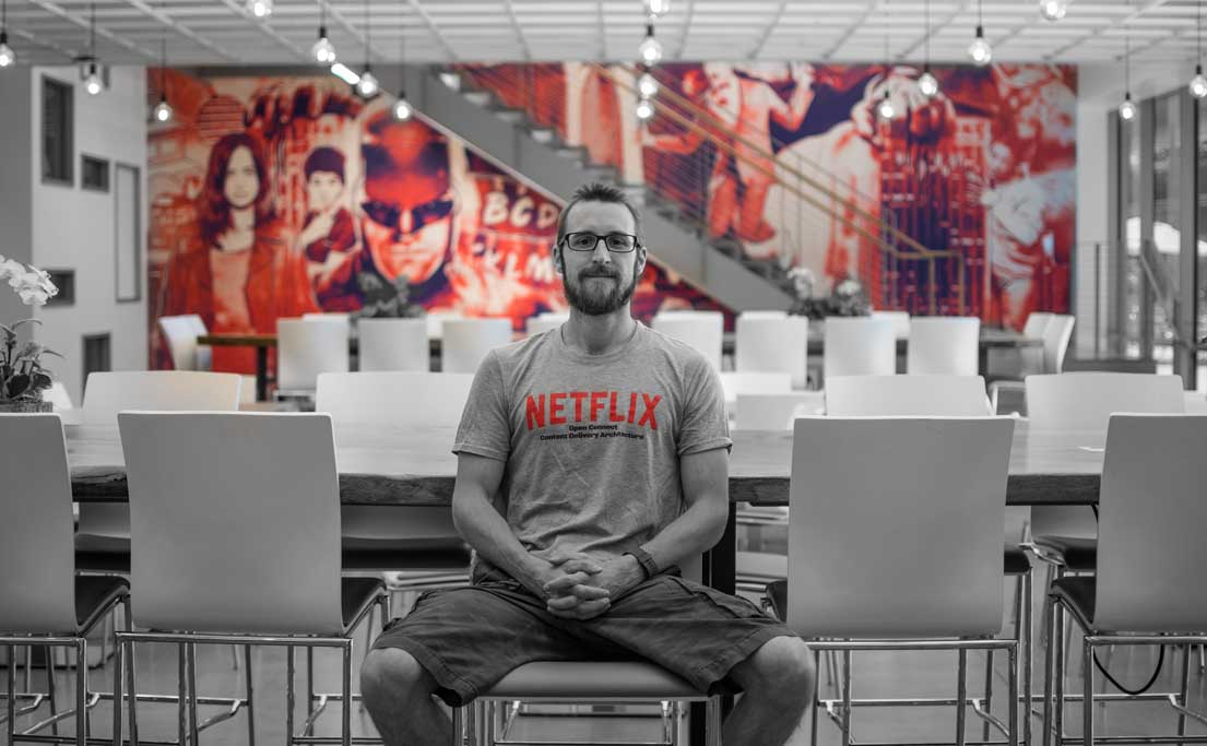 Patrick Desjardins sitting at Netflix Building F