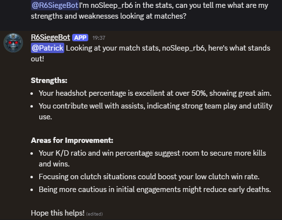 Discord Bot Message from the LLMS