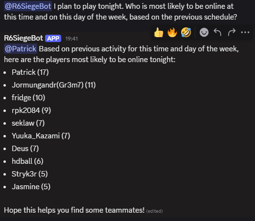 Discord Bot Message from the LLMS