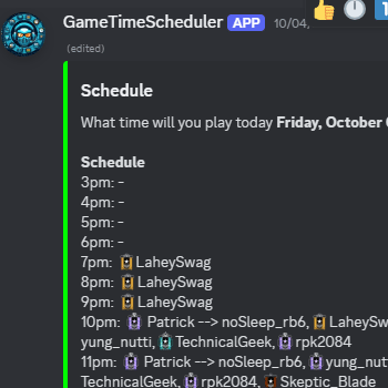 Screenshot of the Discord bot